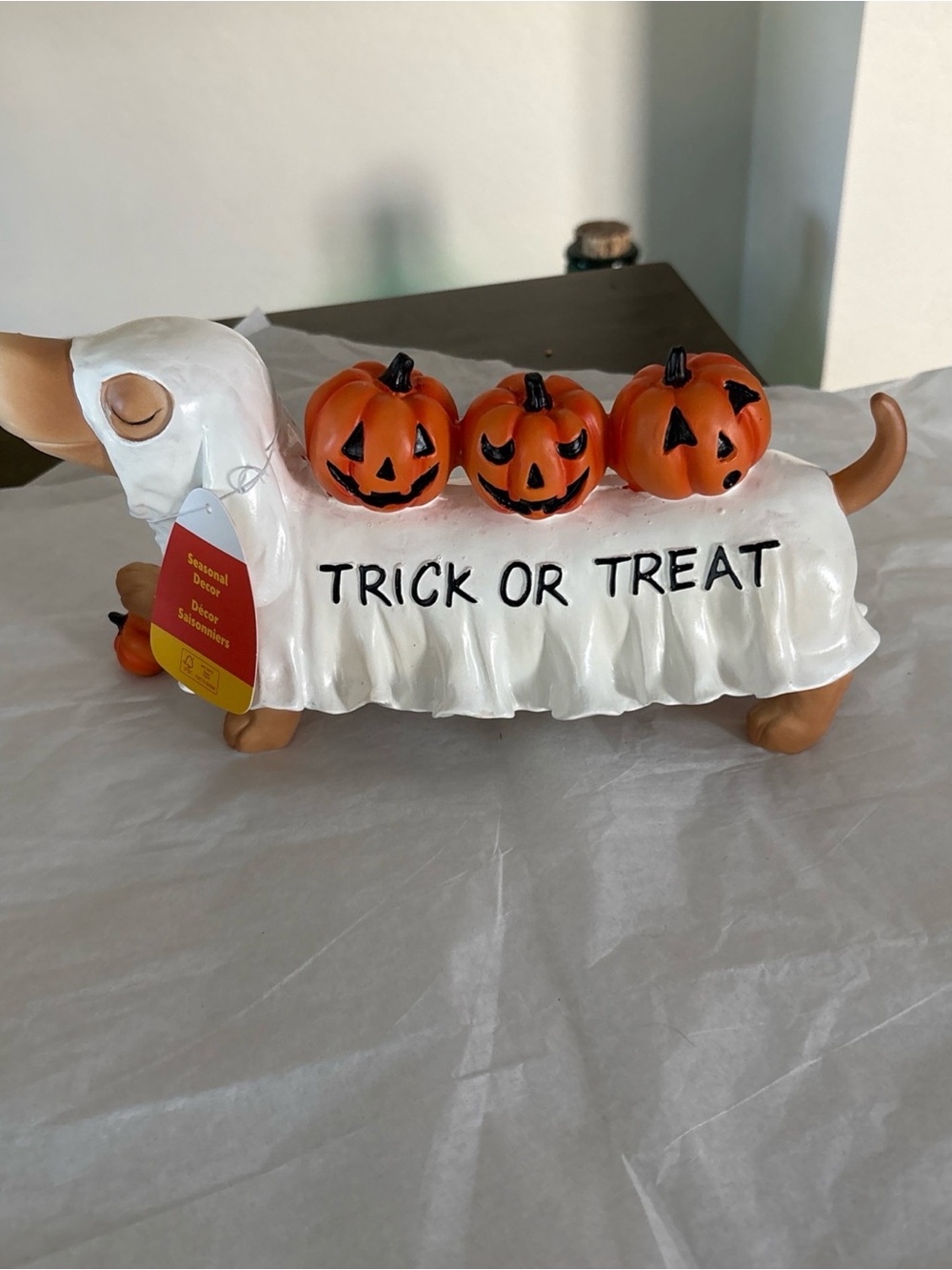Ghost Dog Halloween Decor – Trick or Treat Dachshund with Jack-O’-Lanterns NEW - Picture 2 of 13